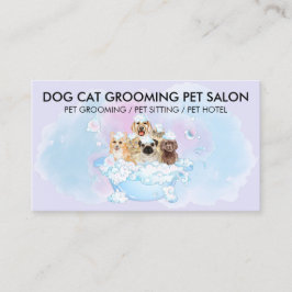 Cartão De Visita Roxo Rosa Azul Cães Gatos Banho Pet Groomer