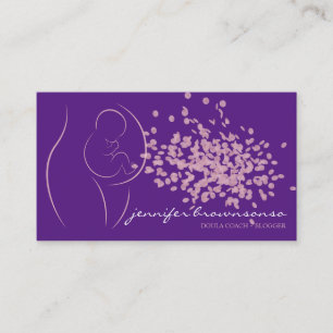 Cartão De Visita Roxo Rosa Doula de Parto Elegante Grávida