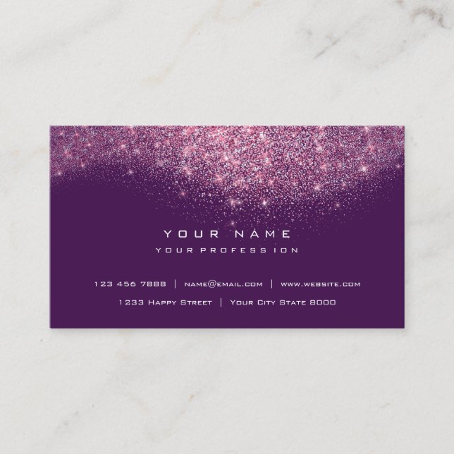 Cartão De Visita Roxo-Rosa-Rosa-Matiz-Maquiista-Maquinista (Frente)