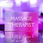 Cartão De Visita Roxo - Terapêutica De Massagem Metálica Bruta Rosa<br><div class="desc">Cartão de visita Minimalista de Massagem Gráfica de Metal com Mâncreas Púrpura e Cor-de-Rosa. O Cartão de visita de terapia de massagem é perfeito para cartões de visitas simples. Entre em contato com o designer para obter itens personalizados correspondentes.</div>