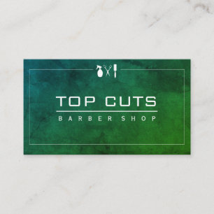 Cartão De Visita Roxo verde lustroso da barbearia clássica