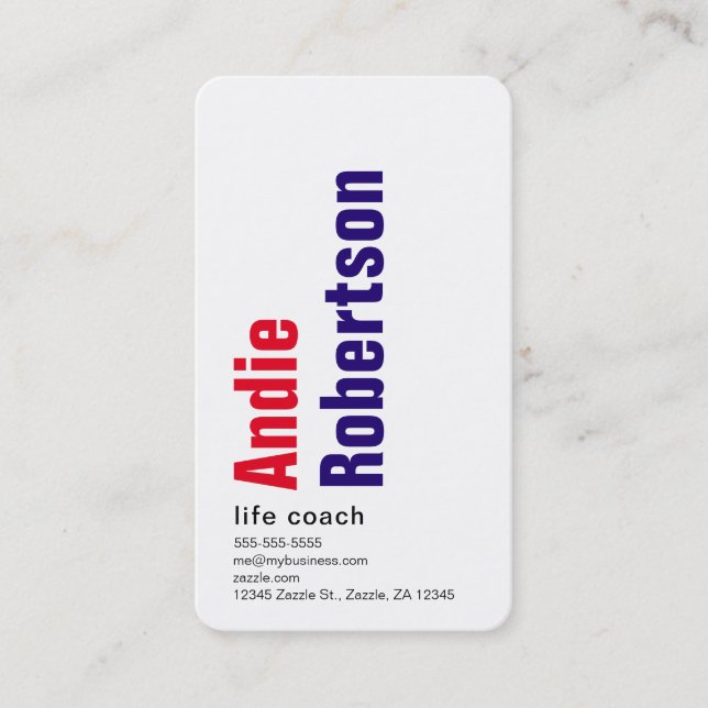 Cartão De Visita Roxo vermelho minimalista contemporâneo (Frente)