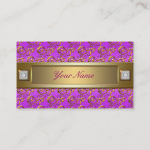 Cartão De Visita Roxo Violeta Dourado Elegante Ondulações