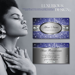 Cartão De Visita Royal Blue Glitter Sparkle Stars Qualidade de Ouro