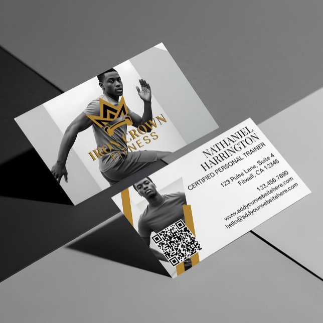 Cartão De Visita Royal Crown Trendy Fitness Personal Trainer Photo  (Royal Crown Trendy Fitness Personal Trainer Photo Business Card)