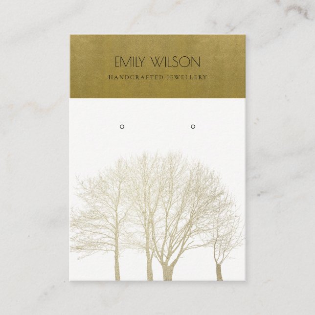 CARTÃO DE VISITA ROYAL FAUX GOLD FALL TREE FOLIAGE EARRING DISPLAY (Frente)