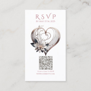 Cartão De Visita RSVP de Casamento QR code-Modern Pink Heart