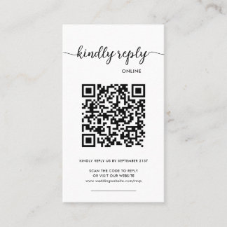 Cartão De Visita RSVP de Código QR Online com Foto Moderno e Elegan