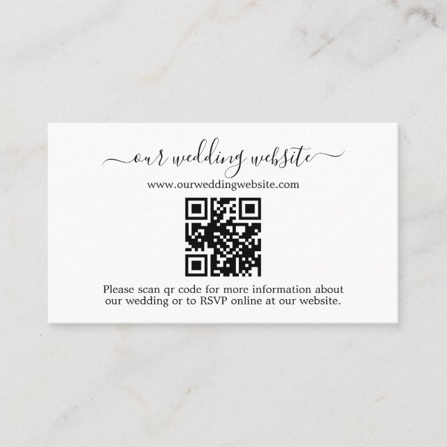 Cartão De Visita RSVP Online de Foto de Casamento de Código QR (Frente)