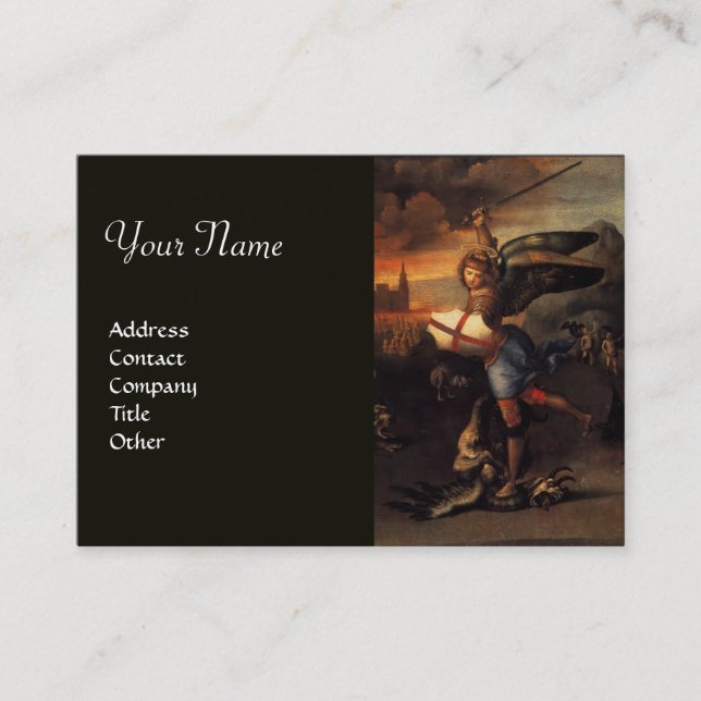 Cartão De Visita Rua Michael e Dragão, preto monograma (Frente)