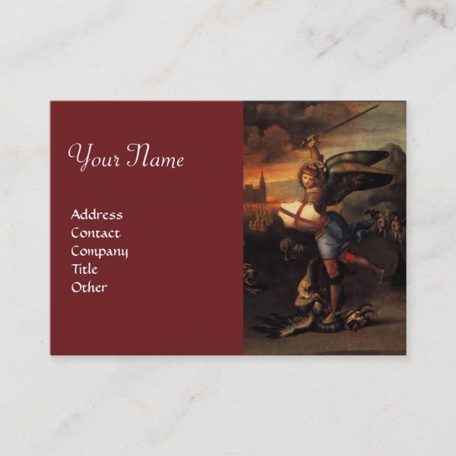 Cartão De Visita Rua Michael e Dragon, monograma vermelho (Frente)