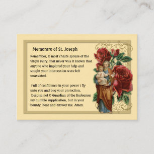 Cartão De Visita Ruas, Joseph Memare, Oração Católica, Santo Of