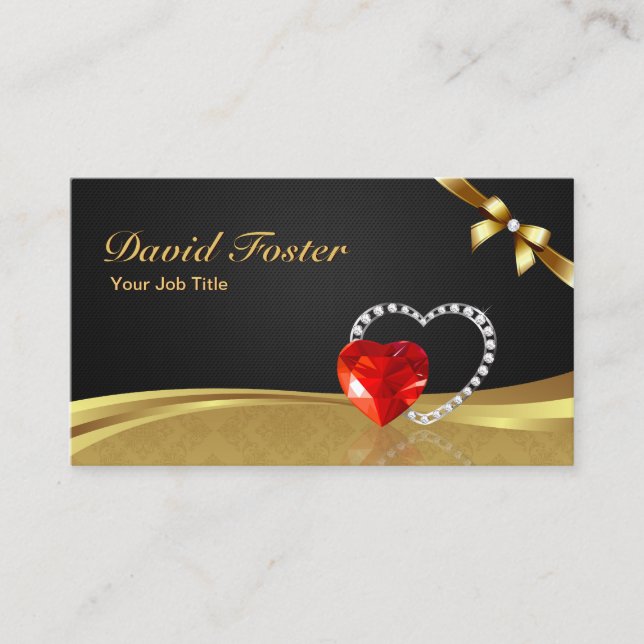 Cartão De Visita Ruby Diamond Dourada Jeweler Jewelry Jewelry (Frente)