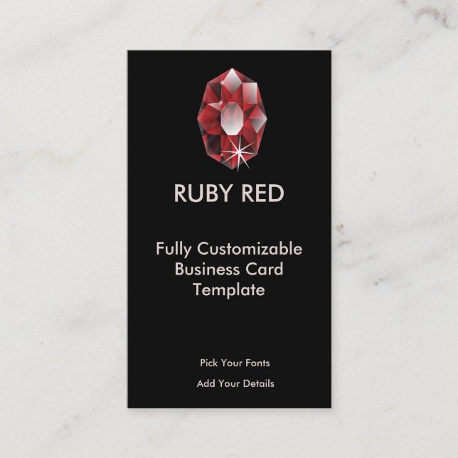 Cartão De Visita Ruby Jewel - Logotipo Ruby Vermelho (Frente)