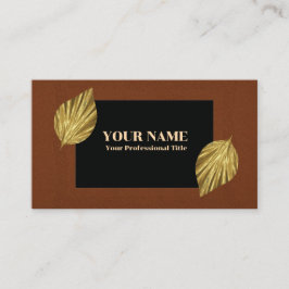 Cartão De Visita Russet Frame Black Center Gold Leaves