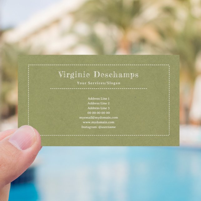 Cartão de visita Russo do Kraft Minimalista Verde (Kraft & Rustic Green Business Card)