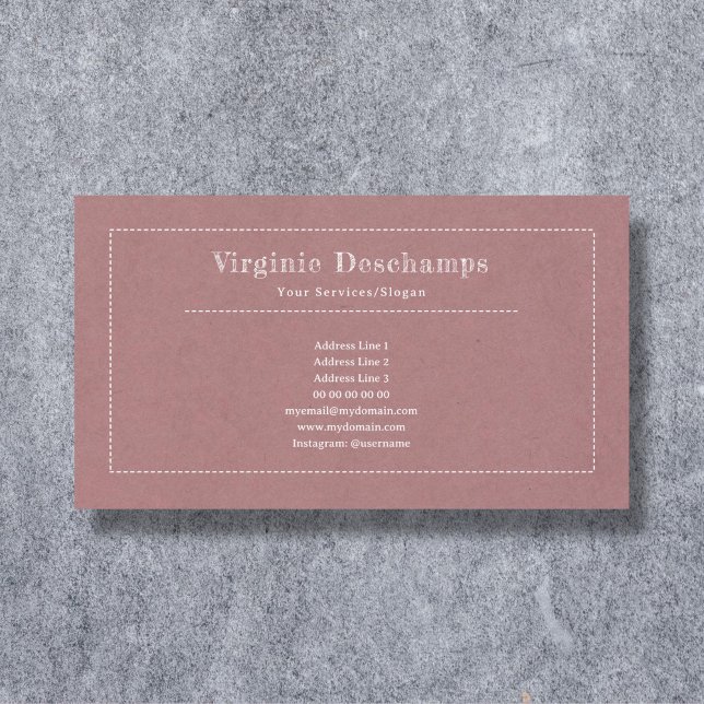 Cartão de visita Russo Kraft Minimalista Rosa (Kraft & Rustic Pink Business Card)