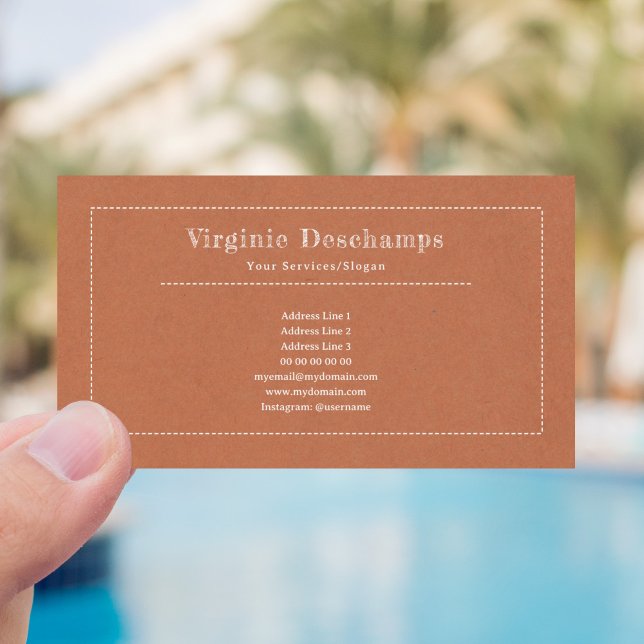 Cartão de visita Russo Minimalista Laranja (Kraft & Rustic Orange Business Card)