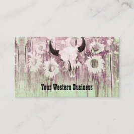 Cartão De Visita Russo Verde Puro Ocidental Touro Crânio Girassol