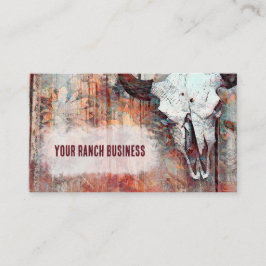 Cartão De Visita Russo Western Rust Brown Bull Caveira Sunflower
