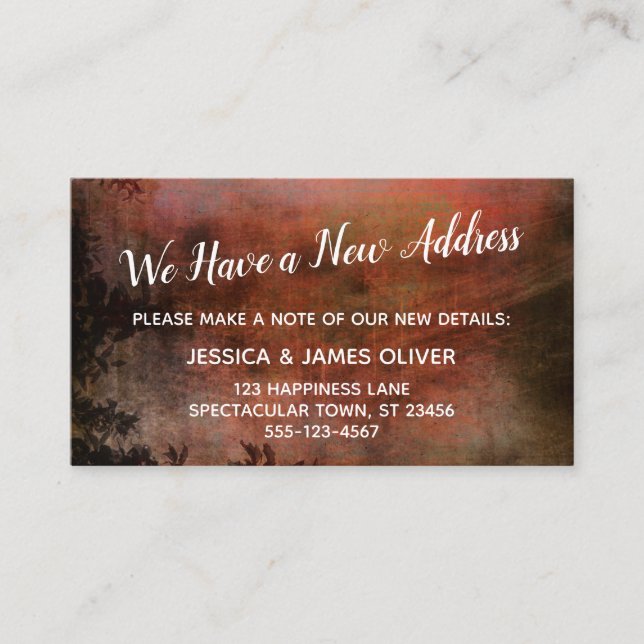 Cartão De Visita Rust Grunge Temos novas placas de saída de endereç (Frente)