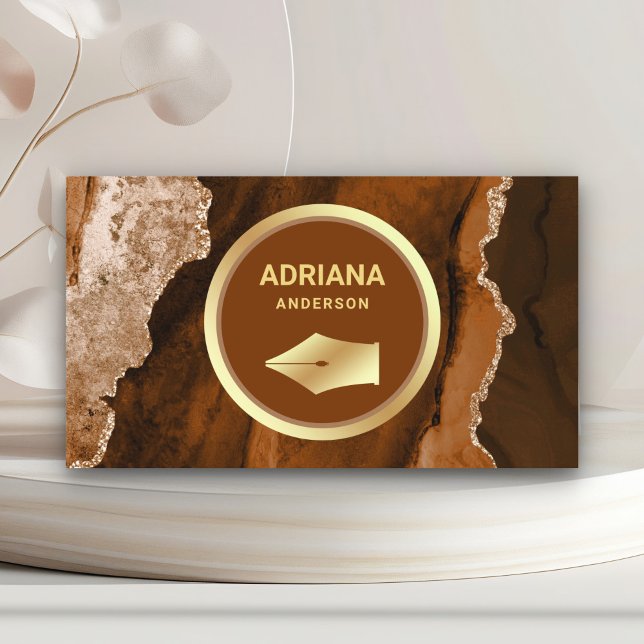 Cartão De Visita Rust Orange Agate Advogado Procurador Dourado Cane (Criador carregado)