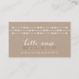 Cartão De Visita RUSTIC ARROW PATTERN Giro kraft branco-boho