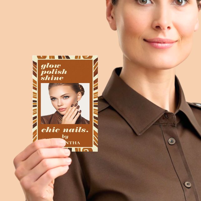 Cartão De Visita Rustic Chic Nail Beauty Salon Business Foto (Criador carregado)