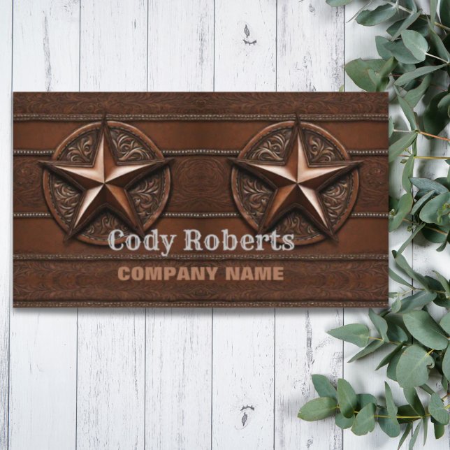 Cartão De Visita Rustic Construction Handyman Texas Star Western (Rustic Construction Handyman Texas Star Western Business Card)
