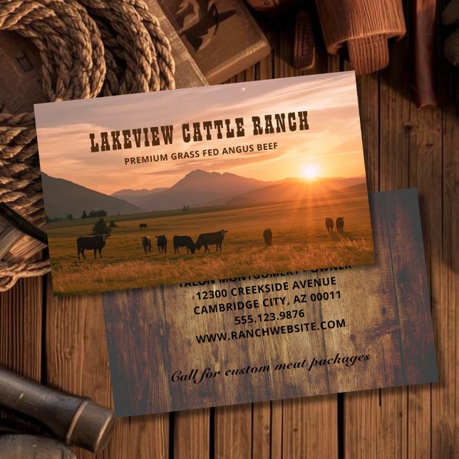 Cartão De Visita Rustic Farming Cattle Ranch Farm Business Card (Criador carregado)