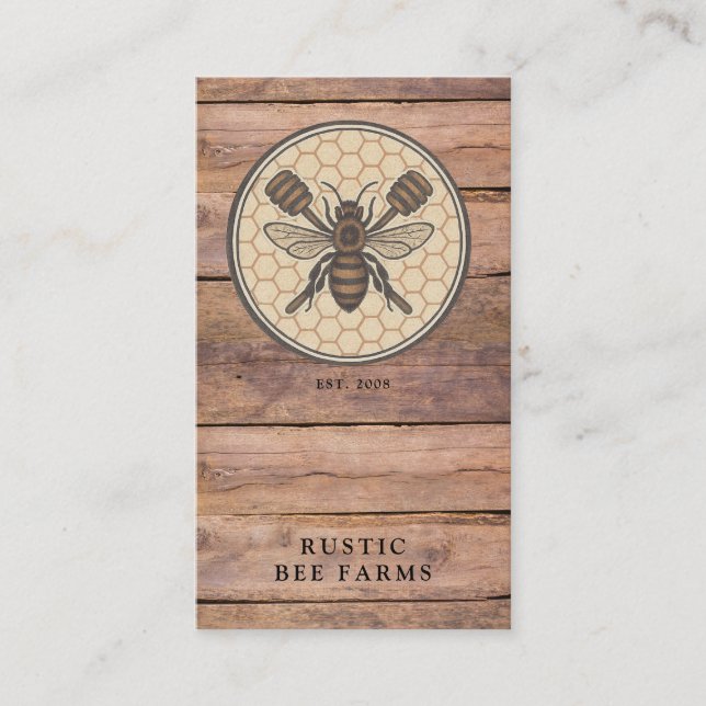 Cartão De Visita Rustic Honey Bee Beekeeper Apiary (Frente)