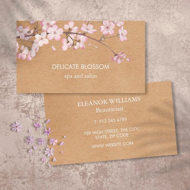 Cartão De Visita Rustic Kraft Delicate Blossom (Criador carregado)