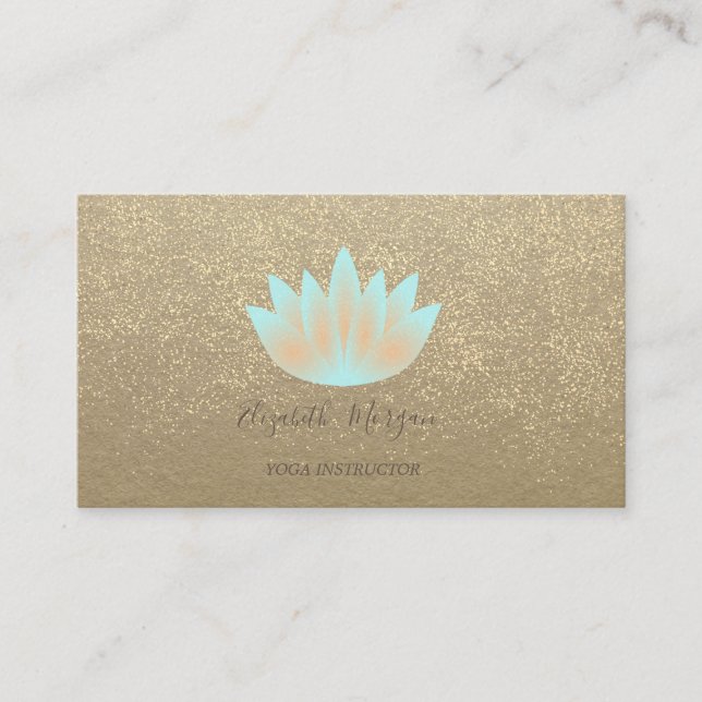 Cartão De Visita Rustic Kraft,Lotus,Instrutor Confetti Yoga Dourado (Frente)