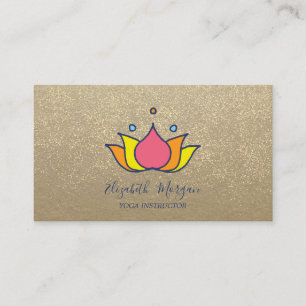 Cartão De Visita Rustic Kraft, Lótus, Lótus Confete Dourado