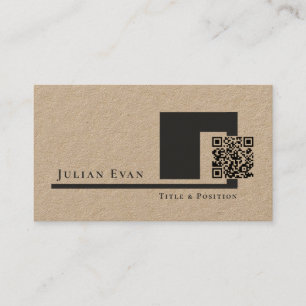 Cartão De Visita Rustic Kraft Modern Minimalista Código QR