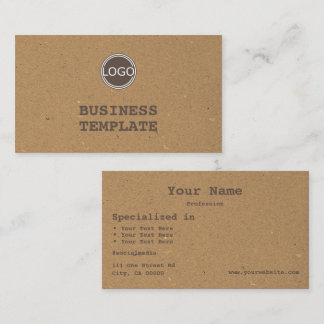 Cartão De Visita Rustic Kraft Paper Vintage Brown Classic com logot