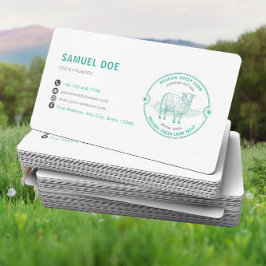 Cartão De Visita Rustic Lamb Sheep Farm LOGO QR Code Green