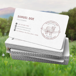Cartão De Visita Rustic Lamb Sheep Farm LOGO QR Code Red