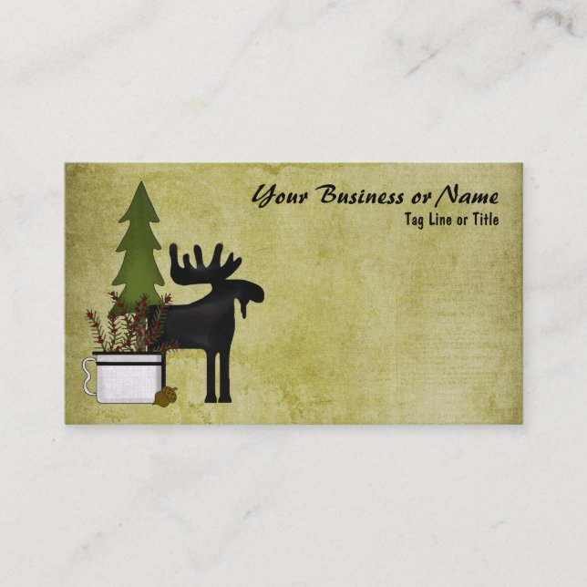 Cartão De Visita Rustic Mountain Country Silhouette Moose (Frente)