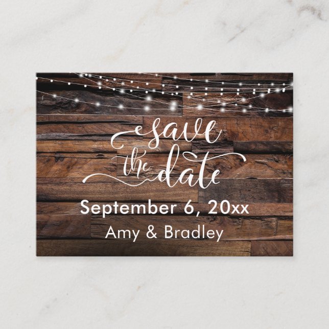 Cartão De Visita Rustic Save Date + Details Enclosure Cards (Frente)