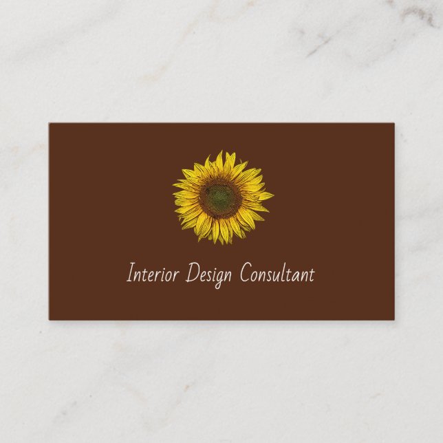 Cartão De Visita Rustic Sunflower QR code Boho Brown (Frente)