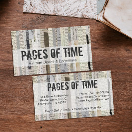 Cartão De Visita Rustic Vintage Book Pages Ephemera Bold Tywrite