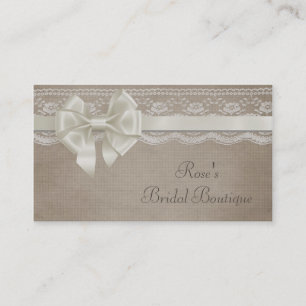 Cartão De Visita Rustic Vintage Burlap & Lace
