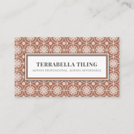 Cartão De Visita Rústica Terracotta Padrão Geométrico do Azulejo, I