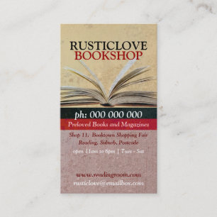 Cartão de visita rústico da literatura da livrar