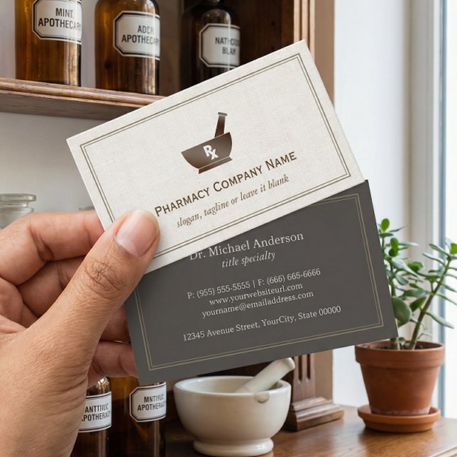 Cartão De Visita RX Symbol Pharmacy Chemist Company - Classic Linen (Criador carregado)