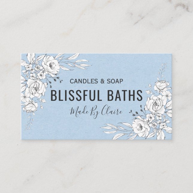 Cartão De Visita Sabão E Vela De Casca Azul E Branco (Frente)