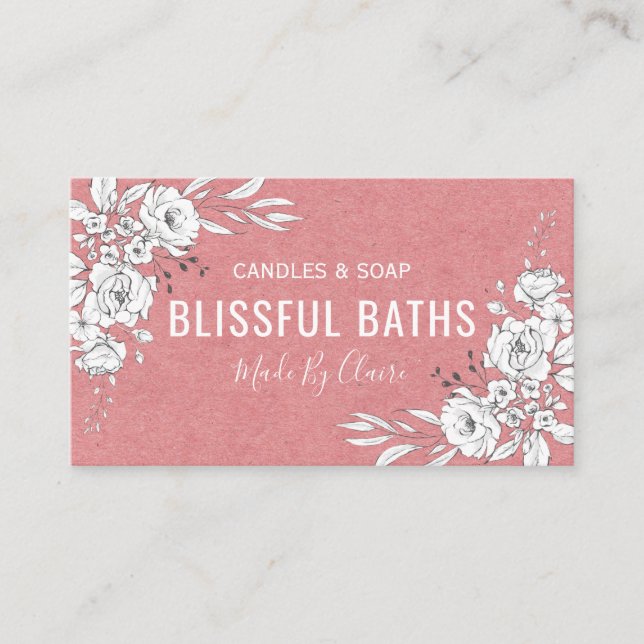 Cartão De Visita Sabão E Vela De Caseiro Rosa E Branco (Frente)