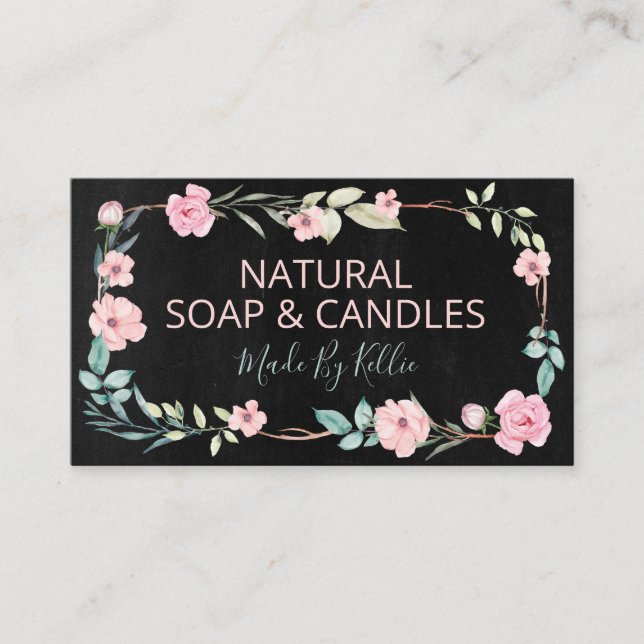 Cartão De Visita Sabão E Velas De Fios Pretos (Frente)