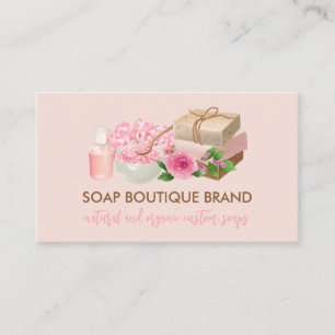 Cartão De Visita Sabonete Artesanal Ilustração Rosa Corado